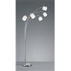 Trio Lighting TOMMY PIANTANA AD ARCO CON 5 DIFFUSORI ATTACCO E14 PARALUMI BIANCHI BASE METALLO ACCIAIO SATINATO H.200CM