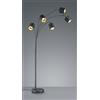 Trio Lighting TOMMY PIANTANA AD ARCO CON 5 DIFFUSORI ATTACCO E14 PARALUMI NERI E ORO BASE METALLO NERO OPACO H.200CM