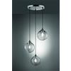 Trio Lighting CLOONEY SOSPENSIONE 3 VETRI TRASPARENTE FUME' CON MONTATURA CROMATA D. 35CM ATTACCO E27