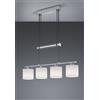Trio Lighting GARDA SOSPENSIONE 4 DIFFUSORI IN TESSUTO BIANCO CON BILANCIERE REGOLABILE L. 77CM ATTACCO E14