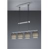 Trio Lighting GARDA SOSPENSIONE 4 DIFFUSORI IN TESSUTO GRIGIO CON BILANCIERE REGOLABILE L. 77CM ATTACCO E14