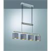 Trio Lighting GARDA SOSPENSIONE 4 DIFFUSORI IN TESSUTO ECRU CON BILANCIERE REGOLABILE L. 77CM ATTACCO E14