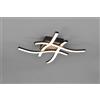 Trio Lighting ROUTE PLAFONIERA LED 20W 2000lm, 3000K 4 BACCHETTE ONDULATE ANTRACITE CON EFFETTO LEGNO 46CMX46CM