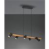 Trio Lighting MARLEY SOSPENSIONE RETTANGOLARE CON BARRA LEGNO 6 CILINDRI NERO OPACO L. 115CM ATTACCO GU10