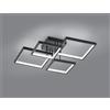 Trio Lighting SORRENTO PLAFONIERA LED 24W 2800lm, 3000K 4 QUADRATI NERA DIMMERABILE CON INTERRUTTORE L.52X52CM
