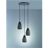Trio Lighting ONYX SOSPENSIONE 3 DIFFUSORI METALLO NERO INTERNO ORO TAGLIO LASER A ROMBO D.35CM ATTACCO E27