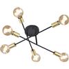 Trio Lighting CROSS PLAFONIERA 3 BRACCIA ORIENTABILI 6 LUCI NERO OPACO E ORO D. 57CM ATTACCO E27