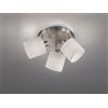 Trio Lighting TOMMY PLAFONIERA 3 SPOTS CON DIFFUSORI PARALUMI BIANCHI BASE METALLO ACCIAIO SATINATO D.25CM ATTACCO E14