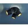Trio Lighting TOMMY PLAFONIERA 3 SPOTS CON DIFFUSORI PARALUMI NERI E ORO BASE METALLO NERO OPACO D.25CM ATTACCO E14