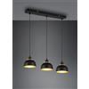 Trio Lighting PUNCH SOSPENSIONE 3 DIFFUSORI IN METALLO NERO E ORO L. 68CM 3 LUCI ATTACCO E27