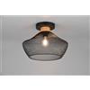 Trio Lighting VALERIA PLAFONIERA METALLO GABBIA NERA CON PARTICOLARE IN LEGNO NATURALE D. 35CM 1 ATTACCO E27