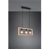 Trio Lighting AGRA SOSPENSIONE LEGNO NATURALE E METALLO NERO 3 DIFFUSORI L. 60CM LUCI ATTACCO E27