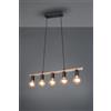 Trio Lighting EINAR SOSPENSIONE BARRA METALLO RIVESTITA CON CORDA 5 LUCI ATTACCO E27 L. 80CM