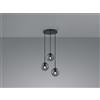 Trio Lighting BALINI SOSPENSIONE SFERE VETRO FUME' E METALLO ANTRACITE CALATA 3 LUCI TONDO D. 40CM ATTACCO E14