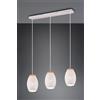 Trio Lighting BIDAR SOSPENSIONE 3 DIFFUSORI METALLO BIANCO TAGLIO LASER CON INSERTO IN LEGNO L. 71CM ATTACCO E27