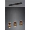 Trio Lighting BIDAR SOSPENSIONE 3 DIFFUSORI METALLO NERO E ORO TAGLIO LASER CON INSERTO IN LEGNO L. 71CM ATTACCO E27