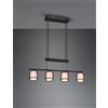 Trio Lighting BURTON SOSPENSIONE METALLO NERO 4 PARALUMI BIANCHI E DIFFUSORI ESTERNI TRAFORATI NERI CON SISTEMA DI REGOLAZIONE ALTEZZA A BILANCERE L. 82,5CM ATTACCO E14