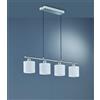 Trio Lighting TOMMY SOSPENSIONE CON 4 DIFFUSORI ATTACCO E14 PARALUMI BIANCHI BASE METALLO ACCIAIO SATINATO L.75CM