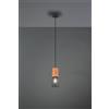 Trio Lighting TOSH SOSPENSIONE CILINDRO GABBIA METALLO NERO OPACO E LEGNO D. 10CM 1 LUCE ATTACCO E27