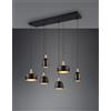 Trio Lighting CHIRAZ SOSPENSIONE 6 DIFFUSORI METALLO FORME DIFFERENTI NERO E ORO L. 91CM 6 LUCI ATTACCO E14