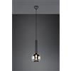 Trio Lighting CLAYTON SOSPENSIONE METALLO NERO VETRO FUME' CROMATO D. 20CM 1 LUCE ATTACCO E27