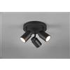 Trio Lighting ANGELO H2O PLAFONIERA 3 SPOTS ORIENTABILI NERO IP44 D.20CM 3 LUCI ATTACCO GU10