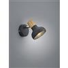 Trio Lighting LATIKA SPOT SINGOLO METALLO NERO ED EFFETTO LEGNO H. 17,5CM 1 LUCE ATTACCO E14