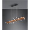 Trio Lighting HARPER SOSPENSIONE LED 42W 5700lm, 3000K LEGNO NATURALE E METALLO NERO 5 QUADRATI CON REGOLAZIONE INTENSITA' CON NORMALE INTERRUTTORE A PARETE L. 115CM