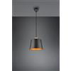 Trio Lighting HARRIS SOSPENSIONE METALLO NERO INTERNO ORO CON PARTICOLARE IN LEGNO NATURALE D. 26CM
