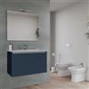 DEGHI Bagno completo con mobile bagno sospeso 80 cm blu esotico 2 ante con specchio sanitari e miscelatori - Davis