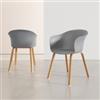 DEGHI Set 2 sedie in polipropilene grigio con gambe legno - Holmen