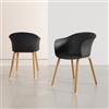 DEGHI Set 2 sedie in polipropilene nero con gambe in metallo effetto legno - Holmen