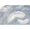 Generico Art Murals Carta da parati delicate piume bianche su sfondo blu Foglie e piume Fotomurali 420x280 cm per camere da letto, cucine, soggiorni, dei bambini