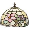 Perenz Paralume Tiffany Ambra Con Fiori Rosa 102 Vetri Originali Tiffany Lavorati A Mano - Misure Ø 25 Cm - Paralume Modello Perenz T618U