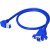 SinLoon Cavo di prolunga USB B per stampante, ad angolo di 90 gradi, USB 3.0 tipo B, da maschio a femmina, con fori per viti per montaggio a pannello, per hard disk scanner e stampante (blu)