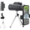 SweAtz Telescopio monoculare Telescopio monoculare 40x60 ad alta definizione per smartphone con binocolo bussola telescopio impermeabile con treppiede porta cellulare