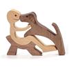 Jognee Statua in legno fatta a mano, ornamenti in legno per cuccioli, regalo scaldante per gli amanti dei cani, decorazione artigianale in legno piccole decorazioni per casa, soggiorno (A,uomini+cane)