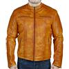 Superior Leather Garments Superior Leather - Giacca da uomo in vera pelle Cafe Racer Retro Biker Giacca Vintage dorato X-Large