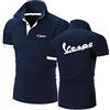 GLLUSA Polo da Uomo Maglia da Ciclismo Leggera per Servizio Vespa Stampa T-Shirt Mezza Manica con Colletto T-Shirt da Golf A Maniche Corte Tuta da Corsa-Navy Blue+White||XXL