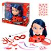 Bandai - Miraculous Ladybug - Testa da Pettinare Miraculous Deluxe da 21 cm - Testa bambola da truccare e pettinare Marinette + 30 accessori, gioielli - Giocattolo per bambini 4 anni e + - P50247