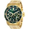 Invicta Pro Diver SCUBA - Orologio da uomo in acciaio inossidabile con movimento al quarzo - 48 mm, Oro / Verde