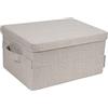 Bigso Box of Sweden Scatola organizer piccola con maniglia - Scatola per armadio in poliestere e cartone con effetto lino - Scatola portaoggetti per vestiti, giocattoli e altri oggetti - beige