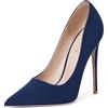 Zhabtuc Scarpe con Tacco Alto da Donna, Décolleté a Punta in Camoscio, Tacco Stiletto da 12 cm, Ideali per Feste Eleganti e Occasioni Speciali, Scamosciato Nero con Suola Nera, 39 EU