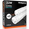Eurocali Tubo LED 150cm 22W in Policarbonato - Alta Efficienza 3300 lumen - Fascio Ampio 320° - Luce Fredda 6500K - Pacco da 2