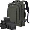 Lekespring Zaino da Viaggio Aereo (30L),Zaino Viaggio Donne e Uomini,Borsa Cabina Bagaglio a Mano con 6 Sacchetti Organizzatori,Scuola Trekking Lavoro D'affari Casual,Verde Scuro