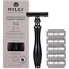 MYLILY® Rasoio Ecologico Con 5 Lamette da Barba | Manuale, Riutilizzabile per Donna o Corpo Uomo | di Sicurezza in Metallo Senza Plastica | Rosa