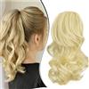 Dcbaboo Coda Capelli Extension con Pinza Posticci per Capelli Ricci 30cm Extension Coda Finta Corta Coda di Cavallo Capelli Mossi Ponytail Sintetici Naturali Ondulati, Biondo candido