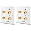 deleyCON 2 Pezzi Altoparlanti Multimediali Wallbox Scatola di Derivazione a Muro con Spina a Banana Prese per 2 Altoparlante (Rosso/Nero) - Sistema Audio Surround Hi-Fi Home Cinema Set di 2
