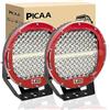 PICAA Faro da Lavoro LED 2pcs 294W 9 Pollici Rosso Tondo Spot Light Fari Led Auto Luci per Fuoristrada Guida Fendinebbia Luci della Barca Luci di Guida Faro da Lavoro a Led SUV Lampada Trattore