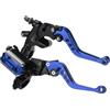 RUNQIN OUTDOOR Set Leva Frizione Maniglia Pompa Superiore Freno Regolabile Idraulicamente, Kit Leva Frizione Leva Freno Moto 7/8 Universale, Leve Serbatoio Cilindro Principale Frizione Freno Motocicletta (Blu)